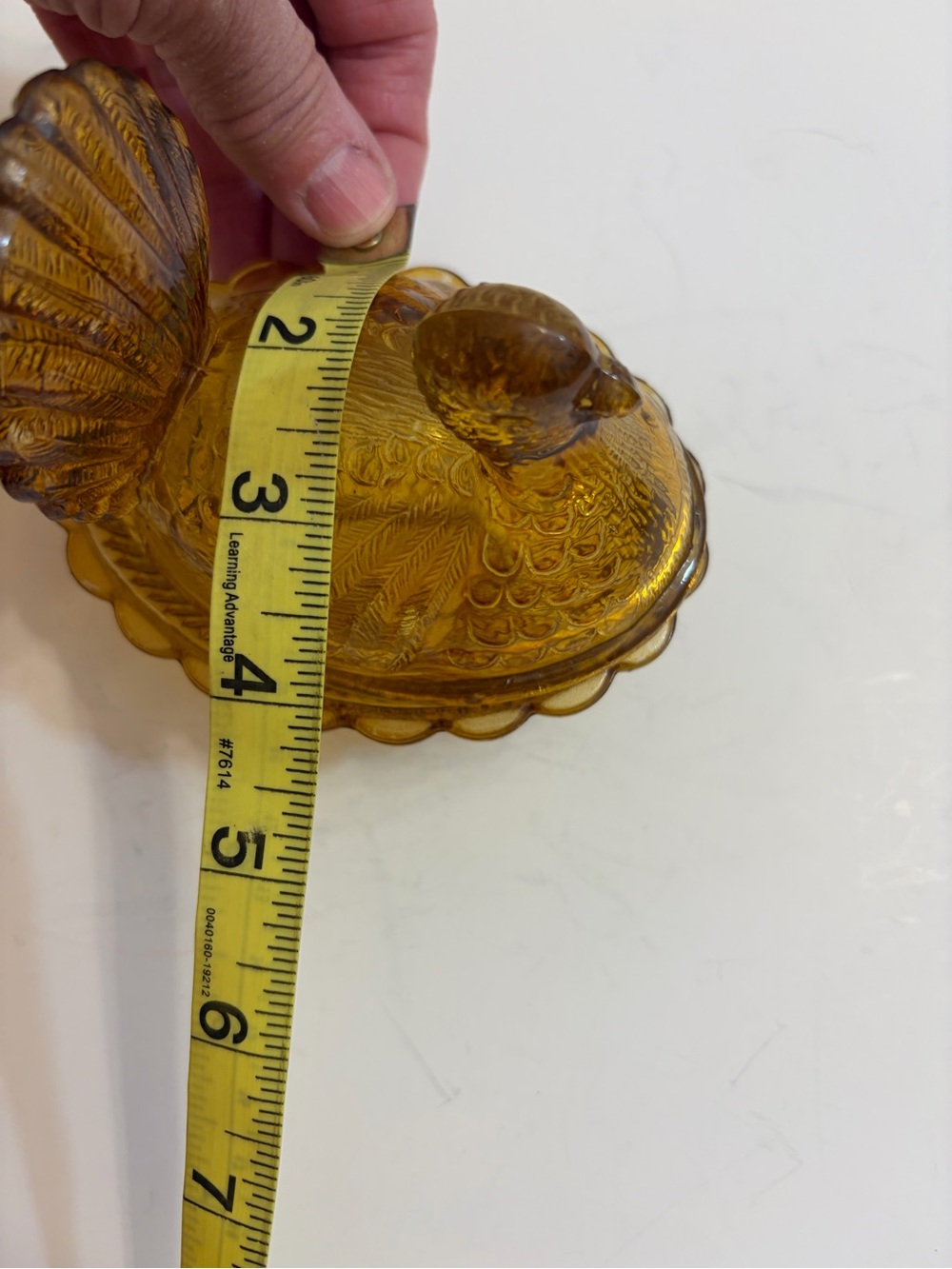 Vintage amber glass turkey on nest dish - Picture 5 of 8